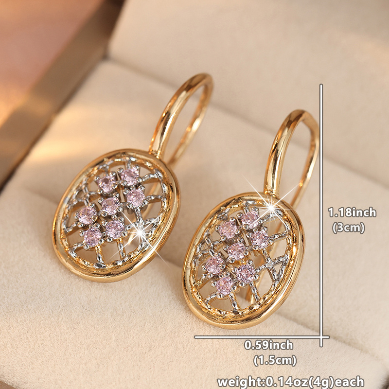 Women's Two-Tone Golden & Silvery Oval Dangle Earrings